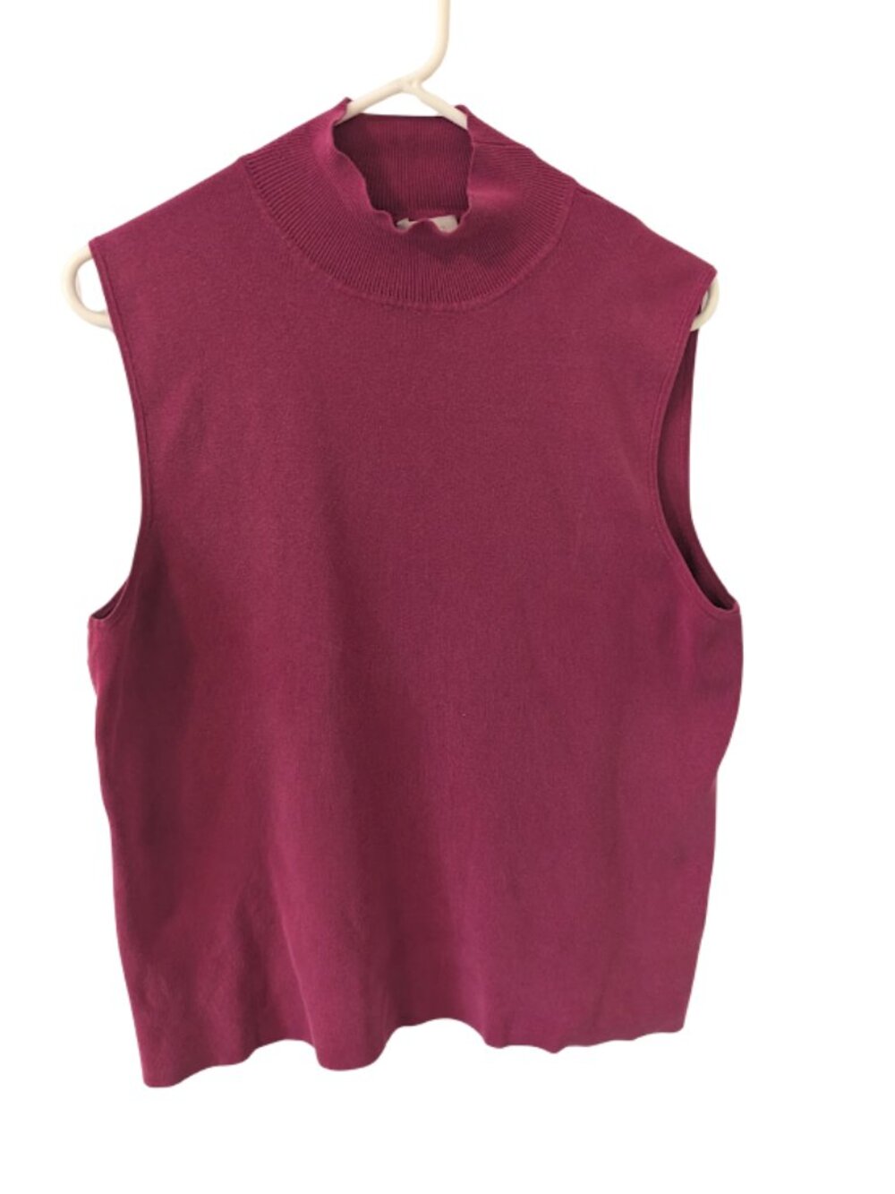 Chico's Travelers Silk Blend Mock Neck Sleeveless Sweater Tank Size 3 Raspberry